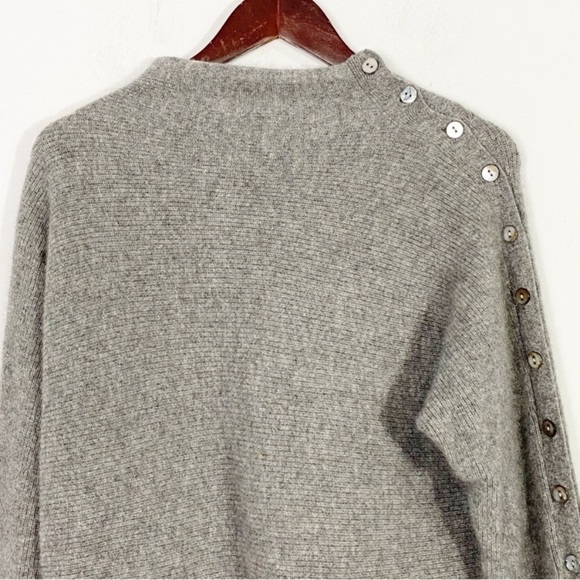 GENTLE HERD Slouchy Knitted Cashmere Tunic Mock Sweater Button Sleeve - Picture 5 of 10